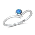 925 Sterling Silver V ring with blue opal