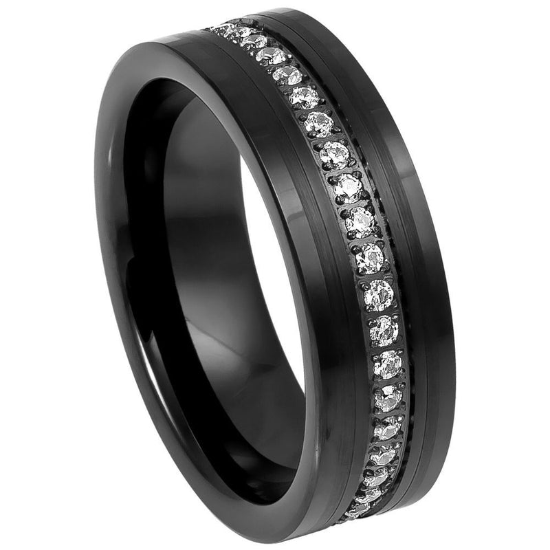 Scratch Free Tungsten Carbide Ring - 8mm With CZ Eternity