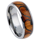 Tungsten Carbide Ring With Natural Koa Wood Inlay - With Waves