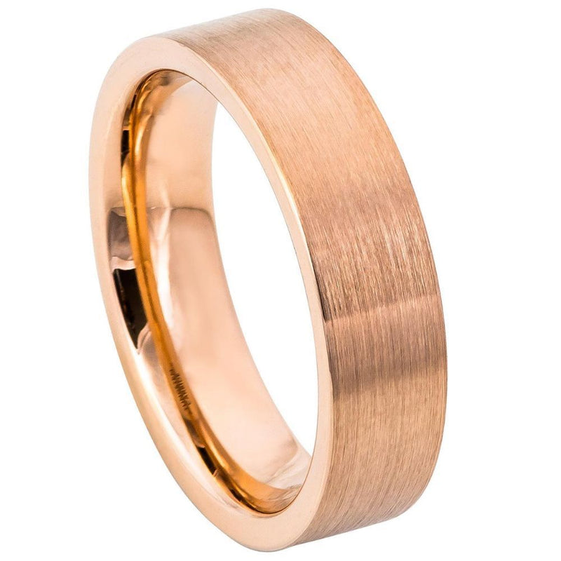 Scratch Free Tungsten Carbide Ring - Rose Gold Plated - 6mm or 8mm