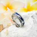 Stainless Steel Blue Wave Spinner Ring