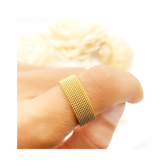 Stainless Steel 18K Gold Plated Mesh Ring