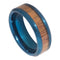 Tungsten Carbide Ring With Koa Wood Inlay & Blue Rhodium Overlay