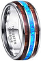 Tungsten Carbide With Koad Wood & Opal Inlay Ring