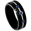 Scratch Free Tungsten Carbide Ring - 8mm With 3 Sapphires