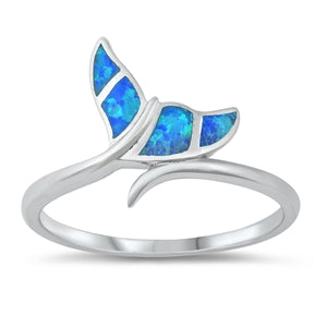 925 Sterling Silver Whaletail Ring With Opal Inlay