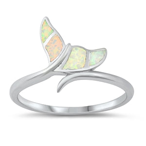 925 Sterling Silver Whaletail Ring With Opal Inlay
