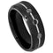 Scratch Free Tungsten Carbide Ring - 8mm With 3 Genuine Black Diamonds